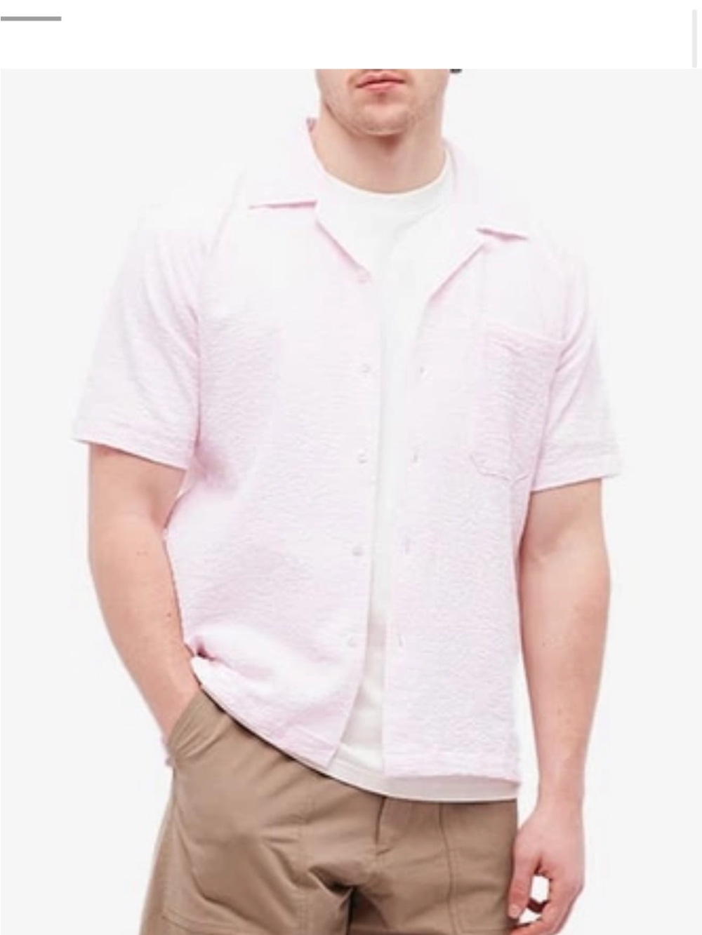UNIVERSAL WORKS Casual Short-Sleeve Button-Down Shirt - Light Pink
